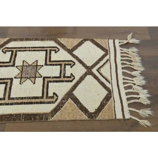 Tapis de couloir vintage turc en laine et coton noué à la main, années 1970