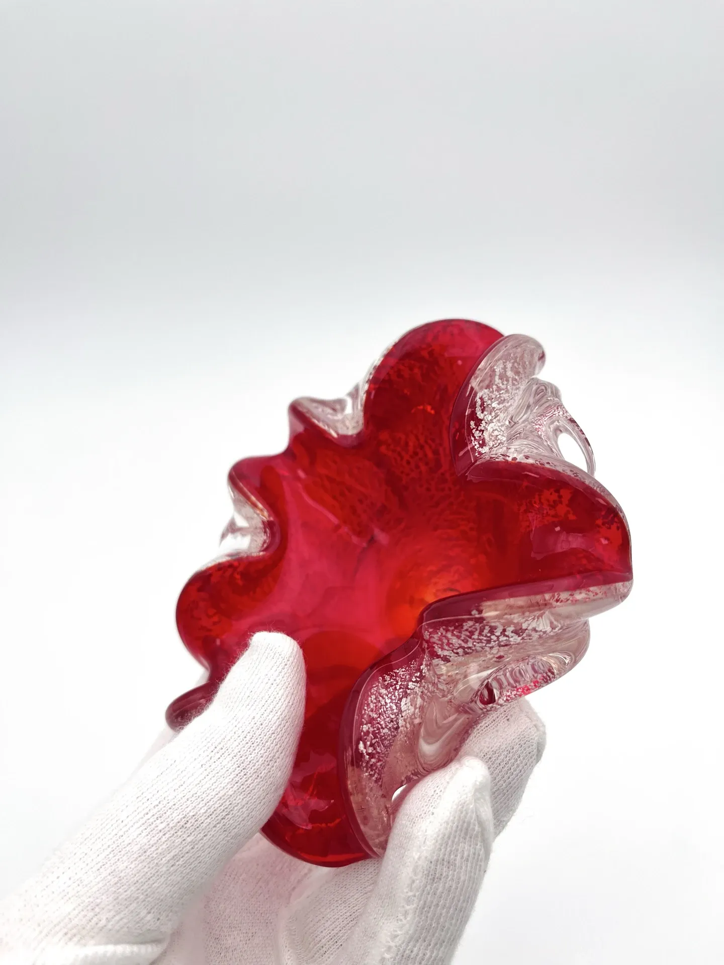 Barovier Toso Murano 1950 Ruby Red Pocket Bowl