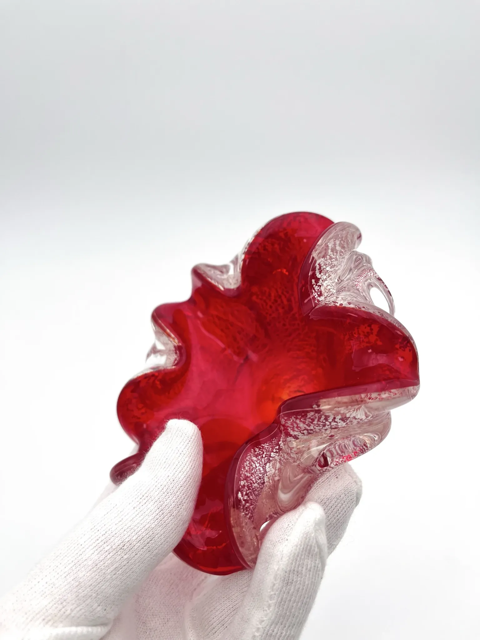 Coupe Vide-Poches Barovier Toso Murano 1950 Rouge Rubis