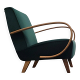 1930 Jindrich Halabala Bentwood Armchair in Emerald Green Velvet