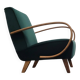 1930 Jindrich Halabala Bentwood Armchair in Emerald Green Velvet