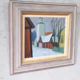 Tage Nilsson, Paysage moderne suédois, années 1960, Huile sur panneau, Encadré