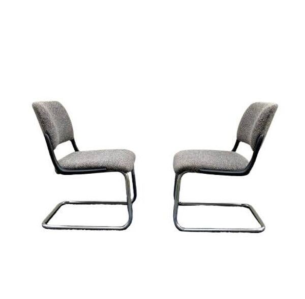 Paire de fauteuils chauffeuses Eurosit tweed gris 1970