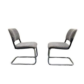 Pair of Eurosit grey tweed armchairs from the 1970s.
