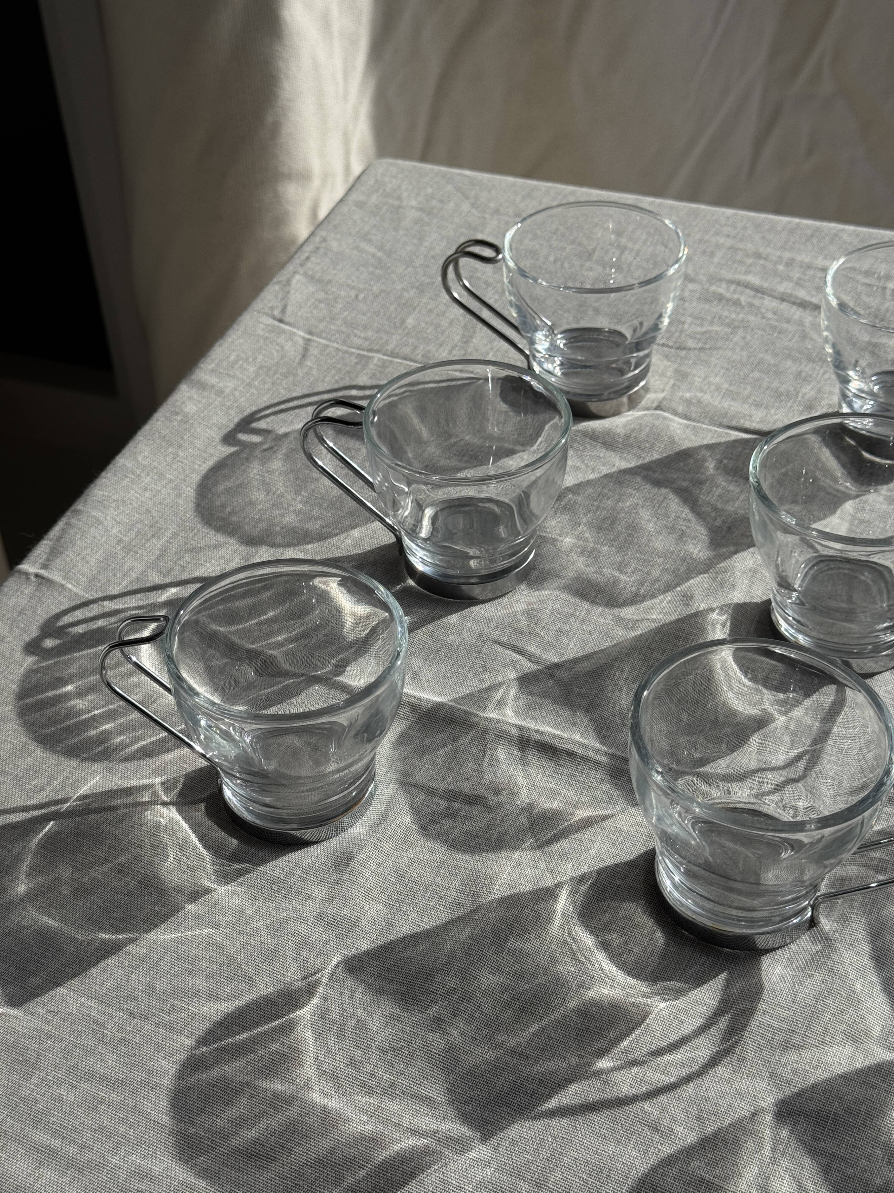 Set of 9 vintage Italian cups with metal handles.