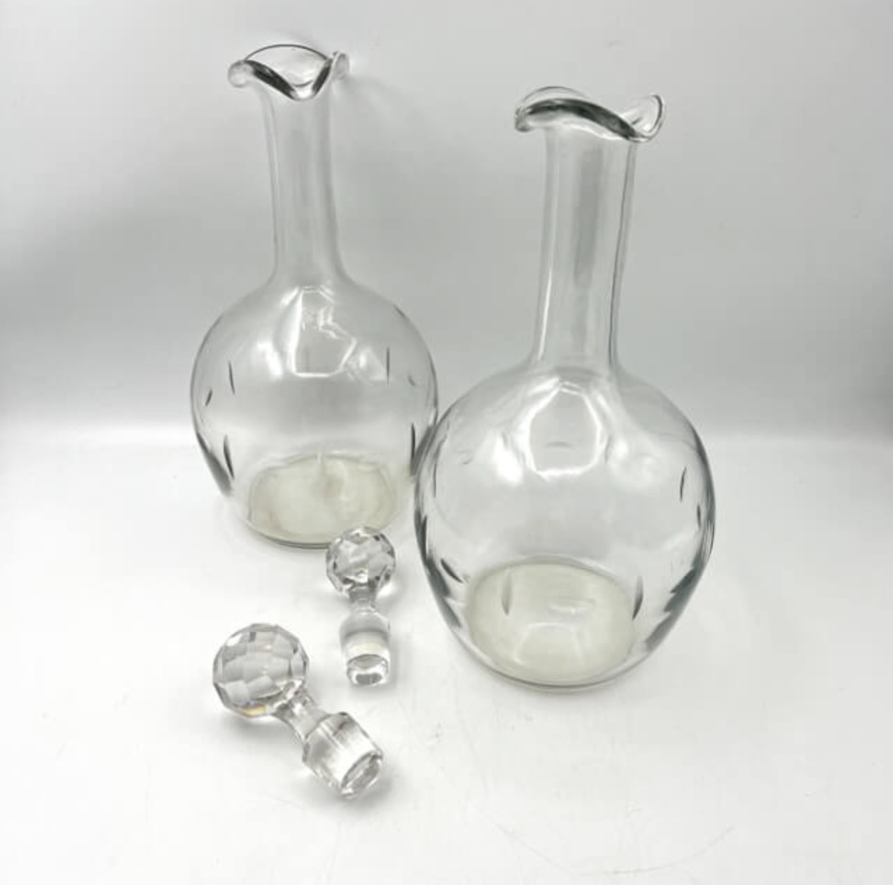 Engraved glass decanters