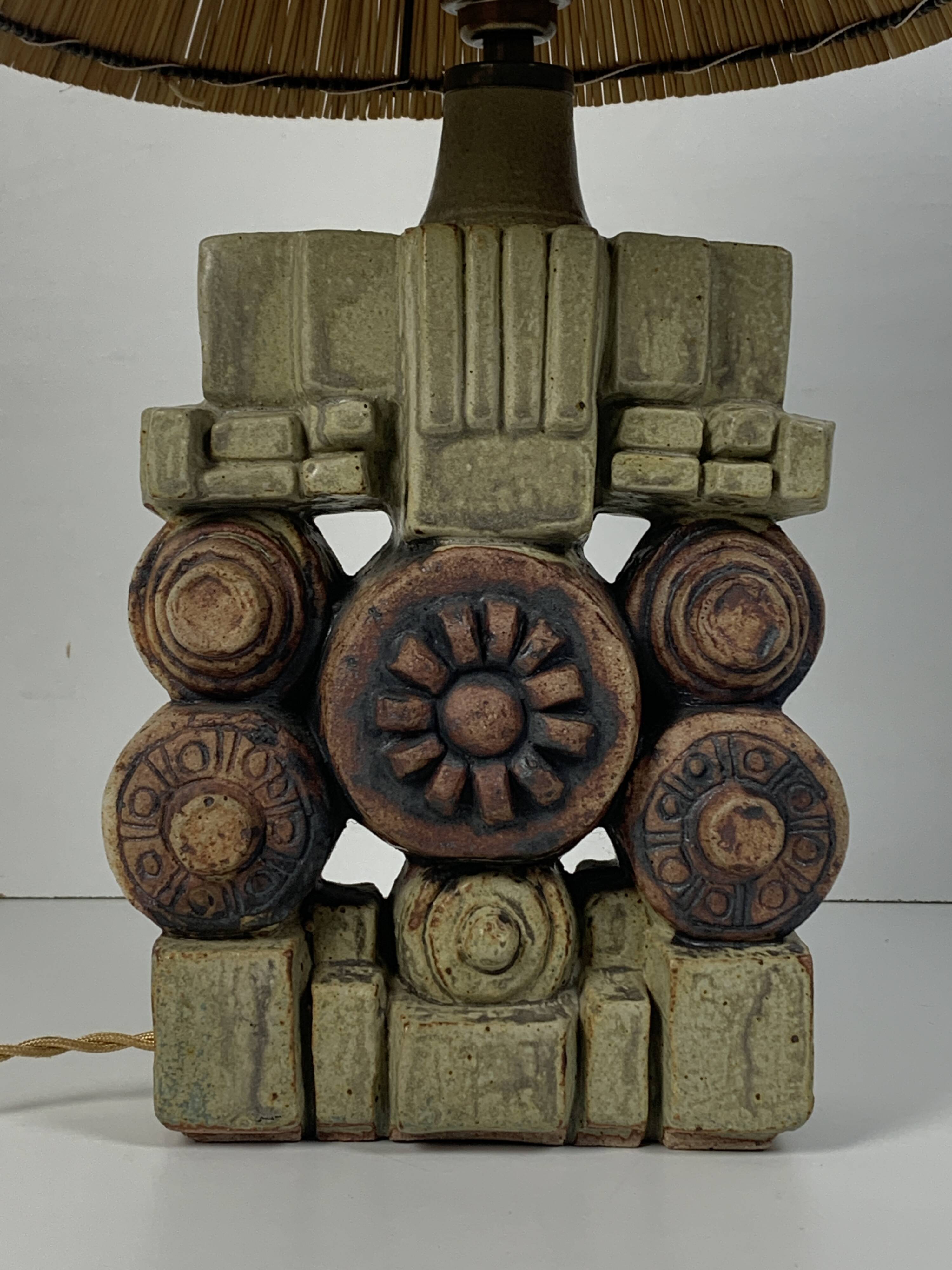 Mid century brutalist ceramic table lamp by Bernard Rooke, 1970s