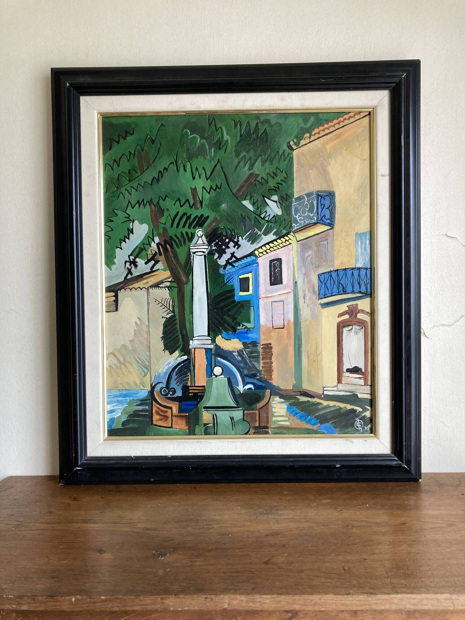 Huile sur toile La fontaine de Vence de Dufy 1921