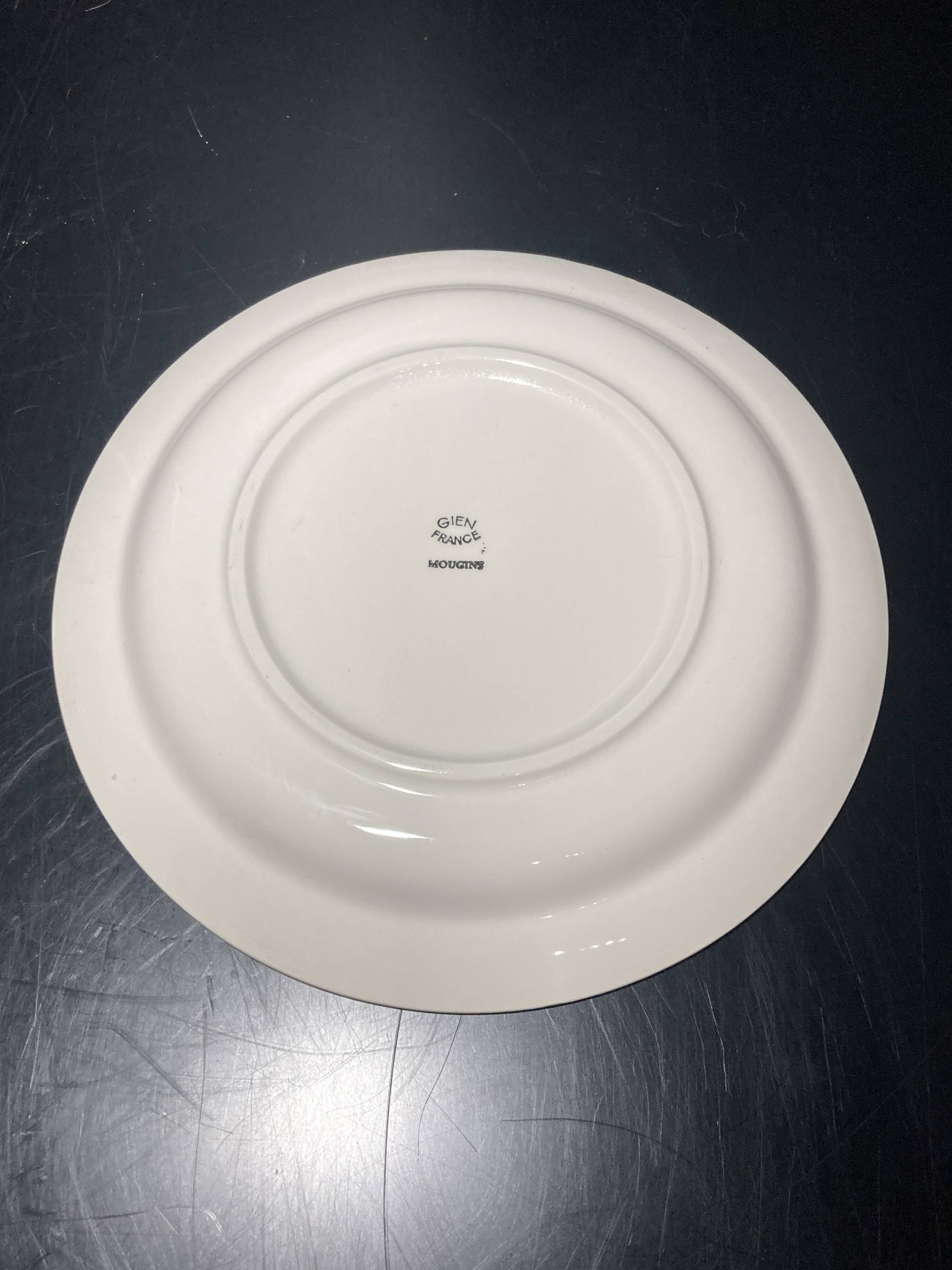 Set of twelve ceramic flat plates by Gien, Mougins decor