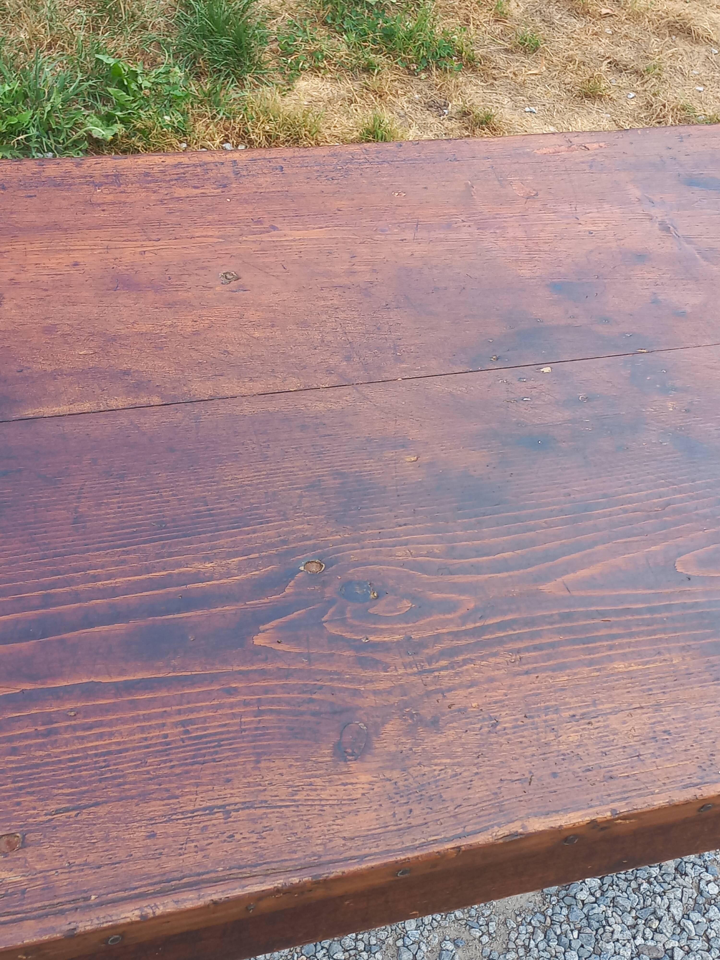 19th century farmhouse table with spindle legs, 225cm