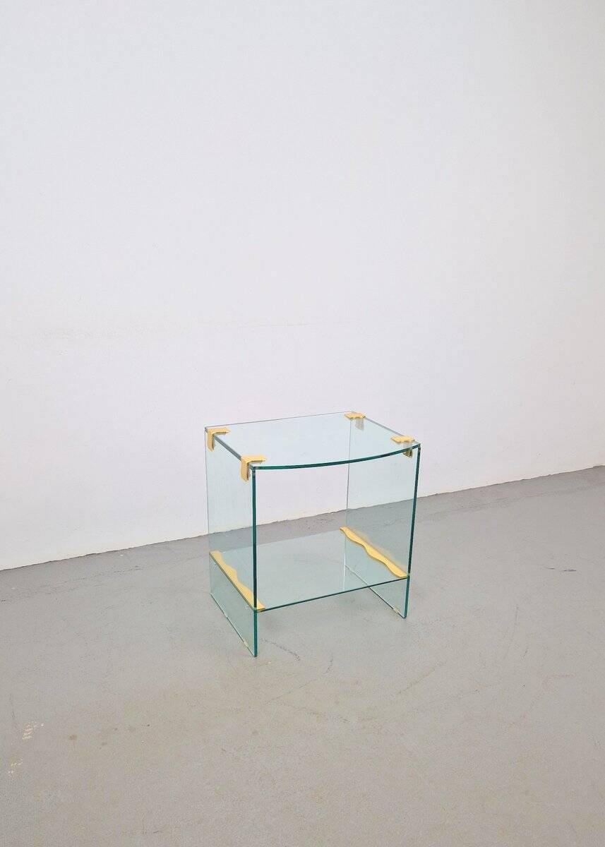 Vintage Regency Brass and Glass Side Table, 1970s