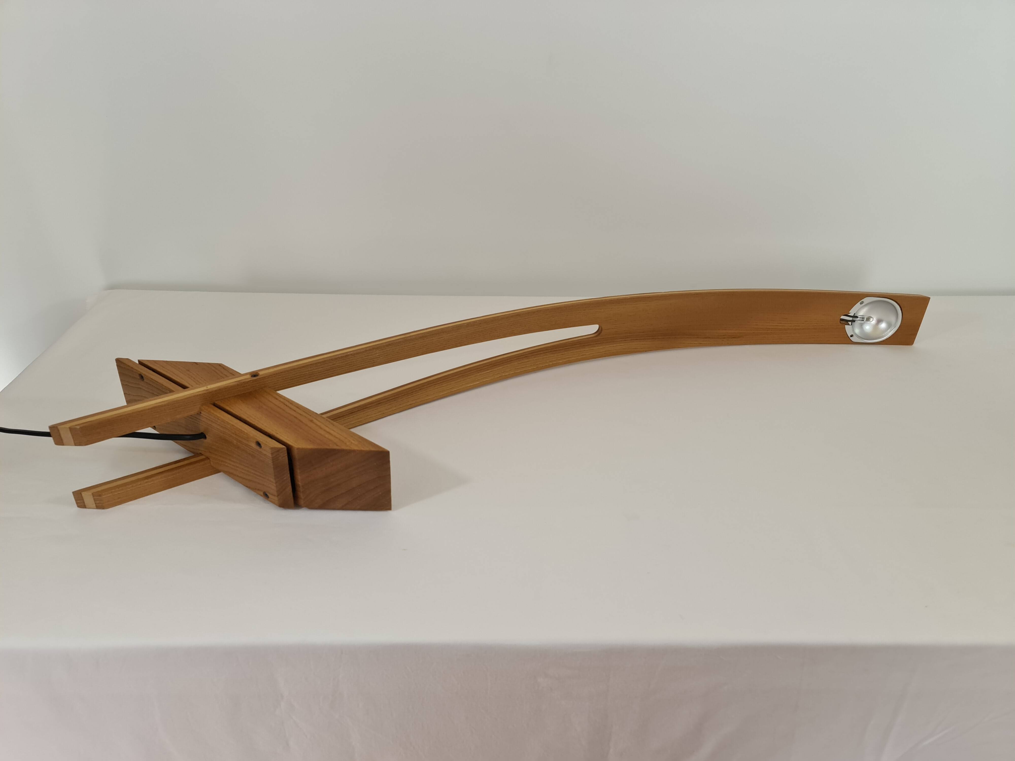 Syko desk lamp by bernard brousse in elm 1980s