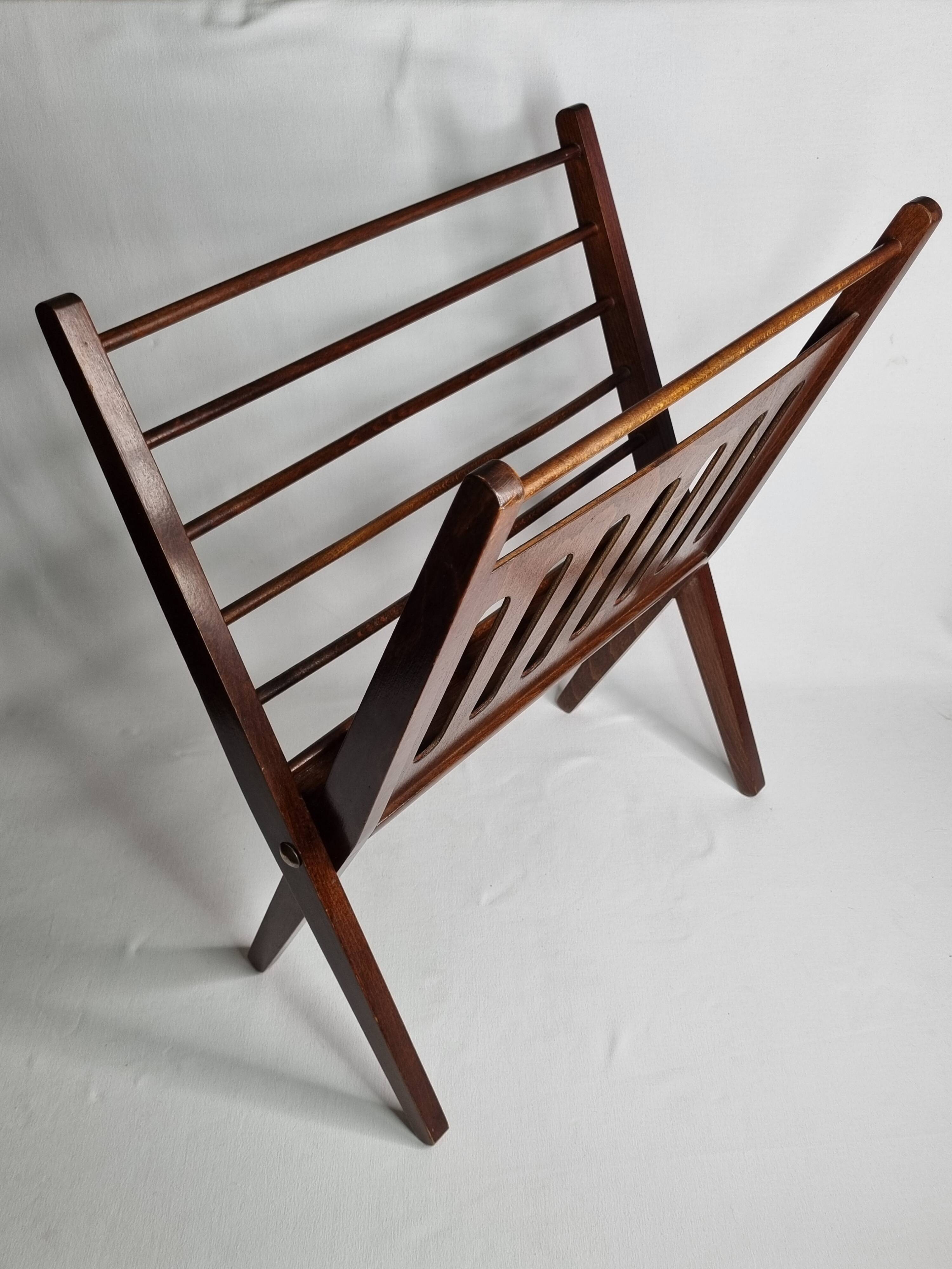 Folding teak magazine rack by Cees Braakman