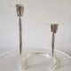 Double candle holder BMF silver metal design 70s