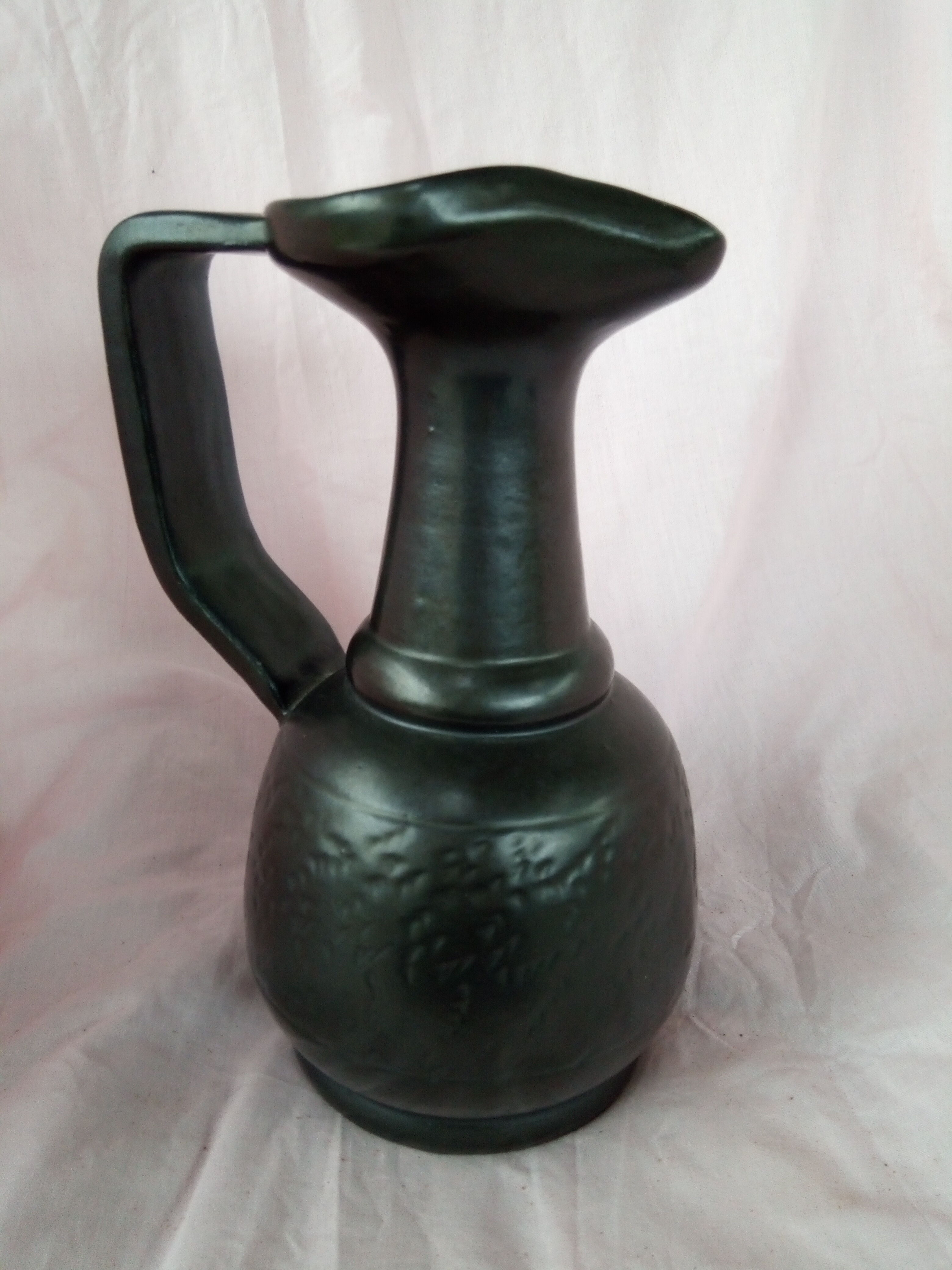 Black ceramic pitcher Vallauris by Lunetta