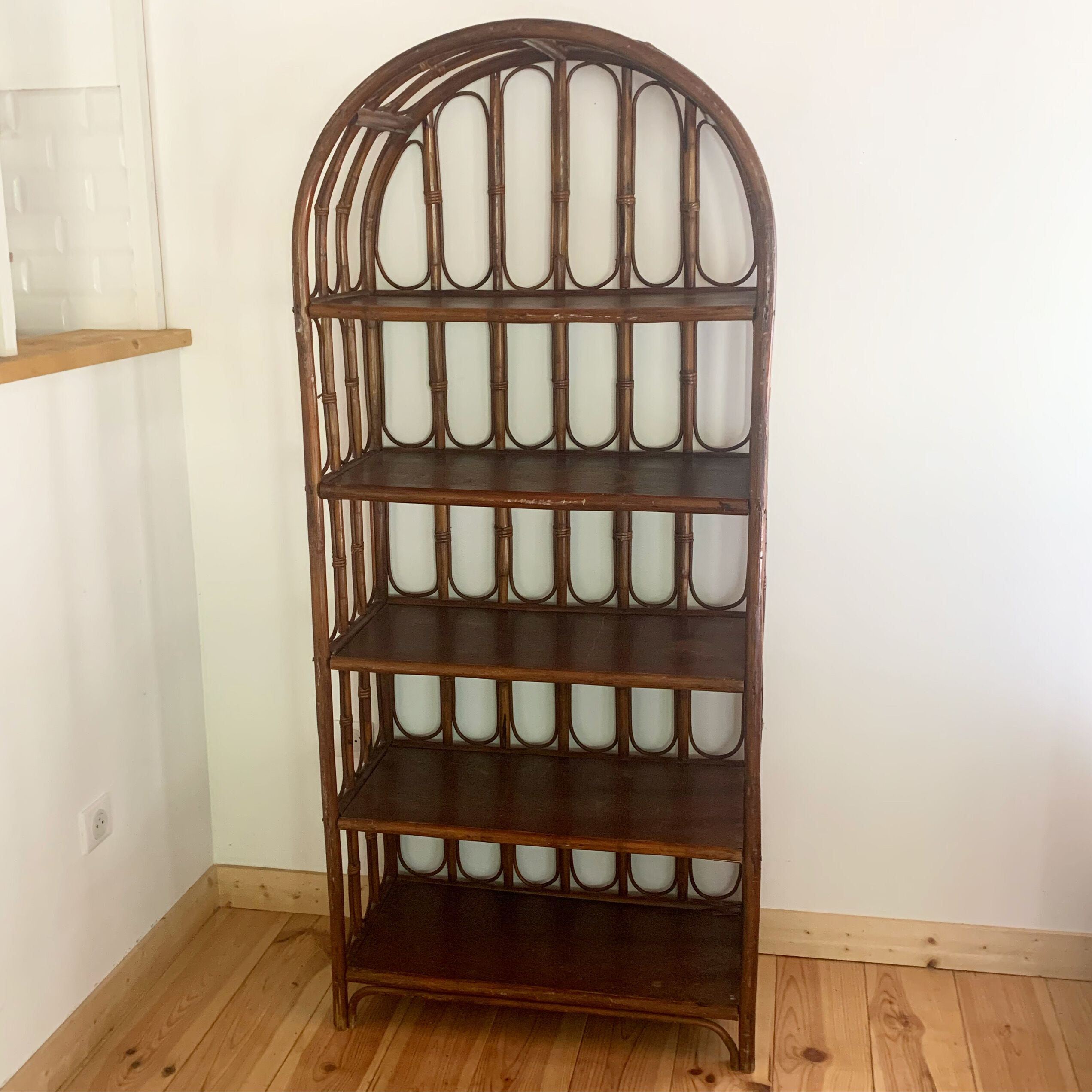 Vintage rattan bookcase