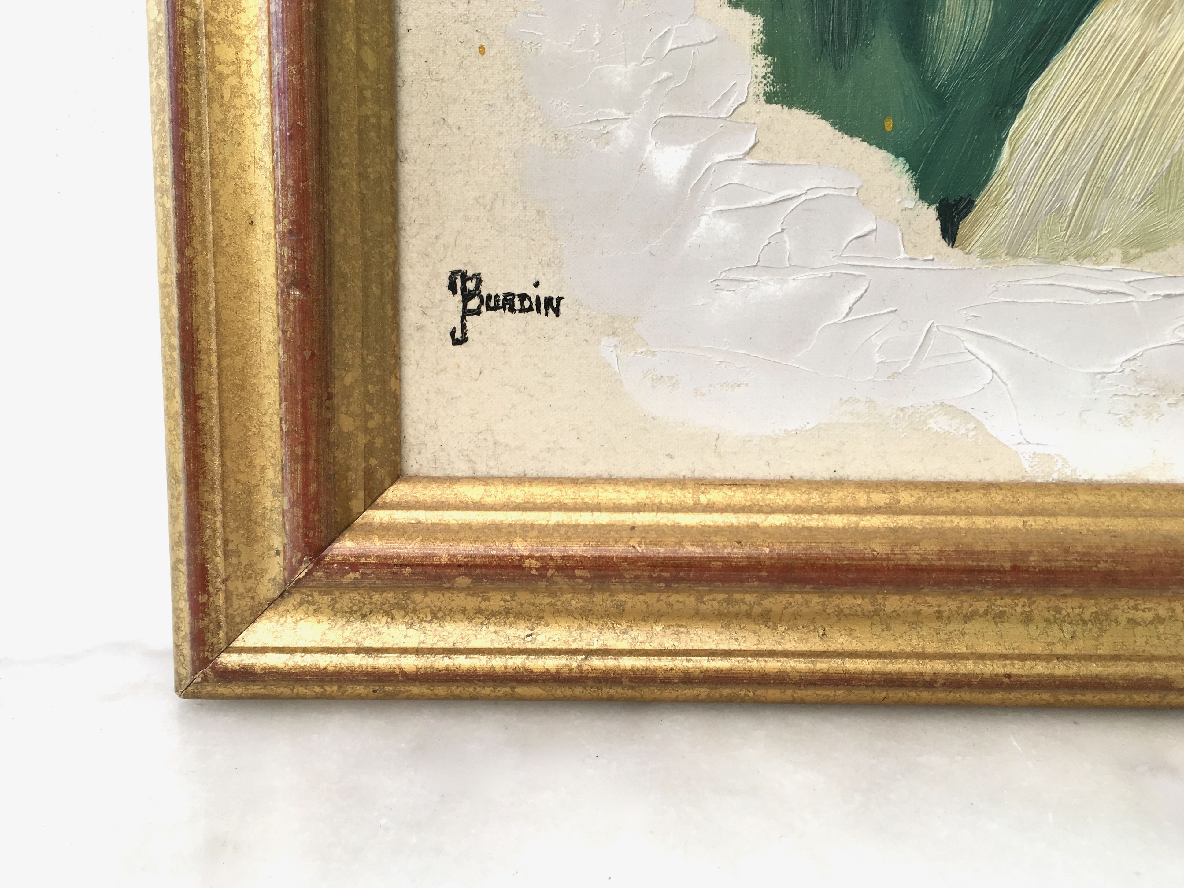 Oil on wood painting male portrait