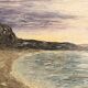 Oil painting knife beach sea sunset cliff signed canda