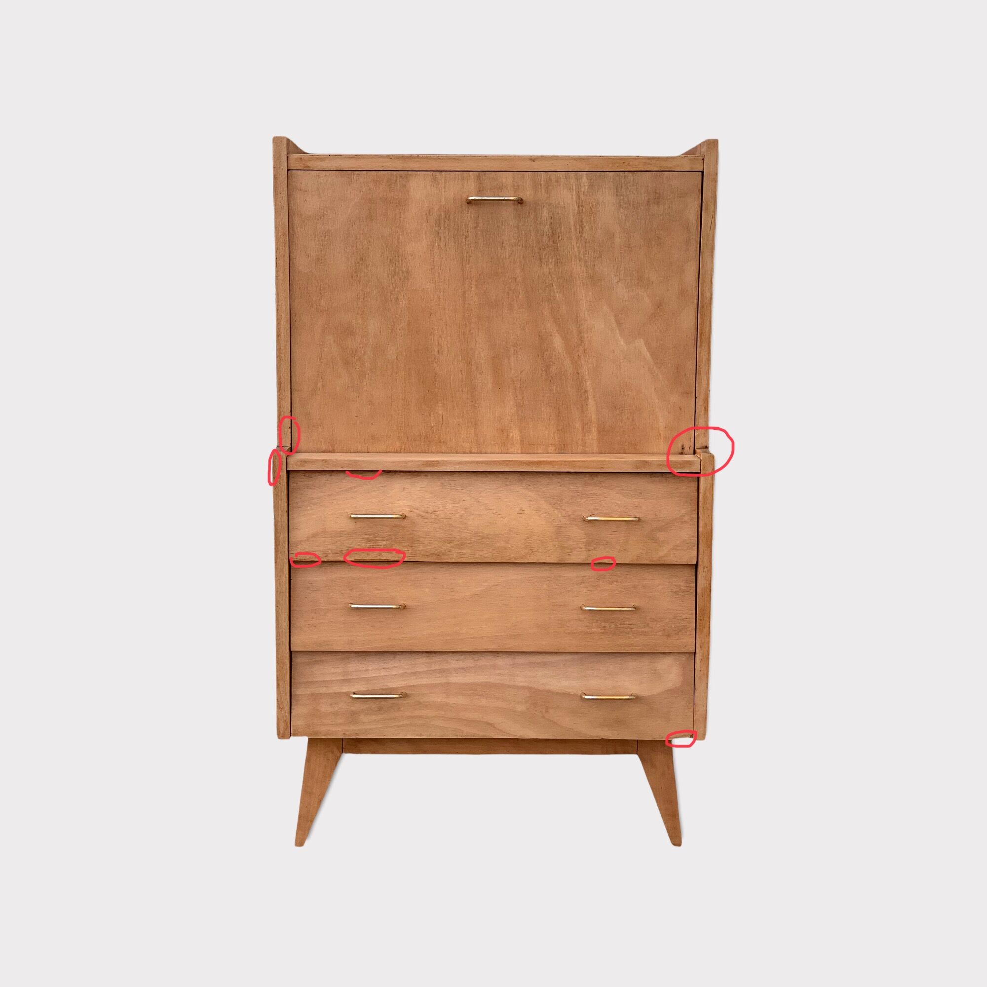 Secretary dresser vintage compass feet 1950