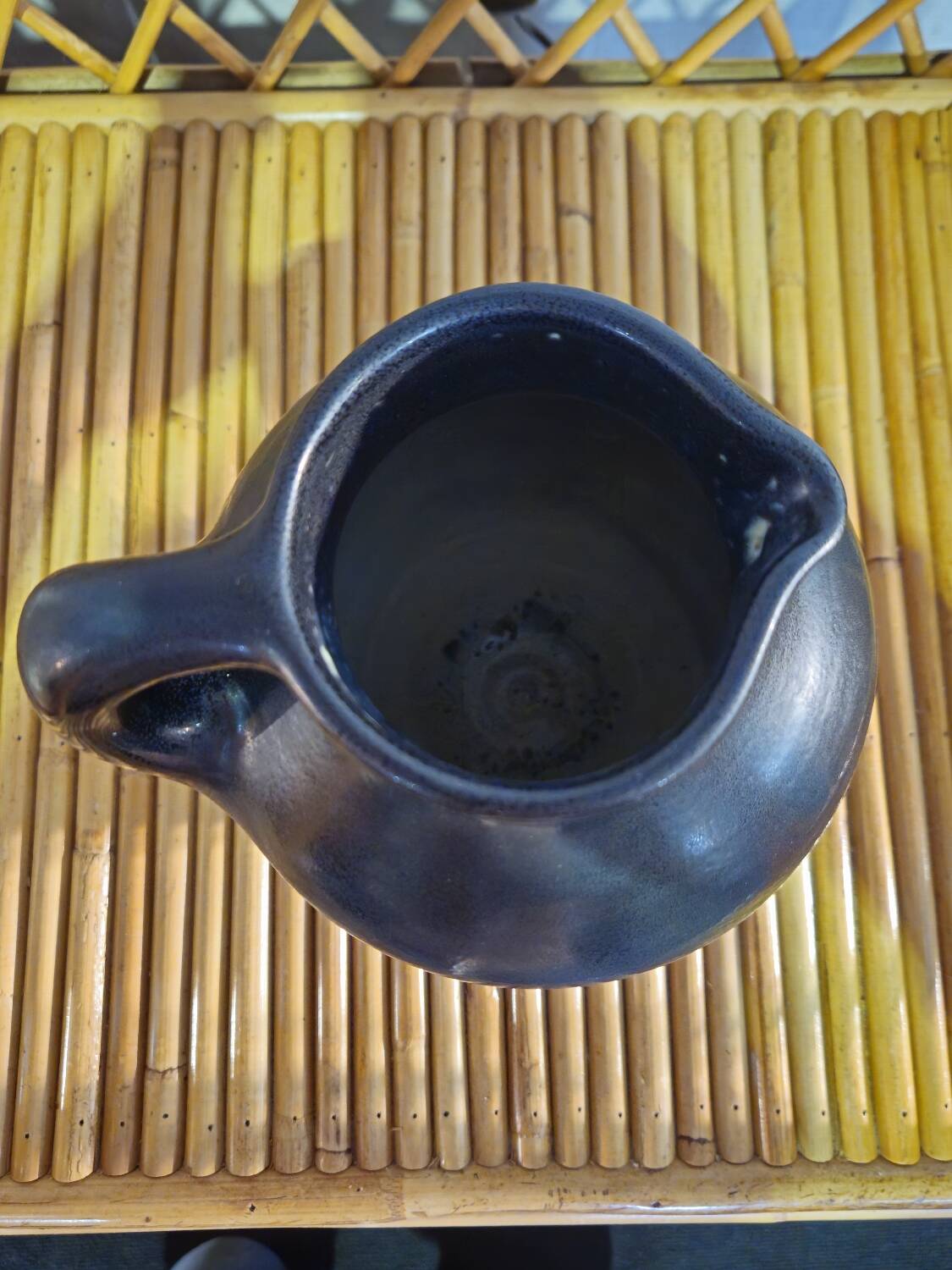 Black Enameled Ceramic Pitcher Signed MADOURA