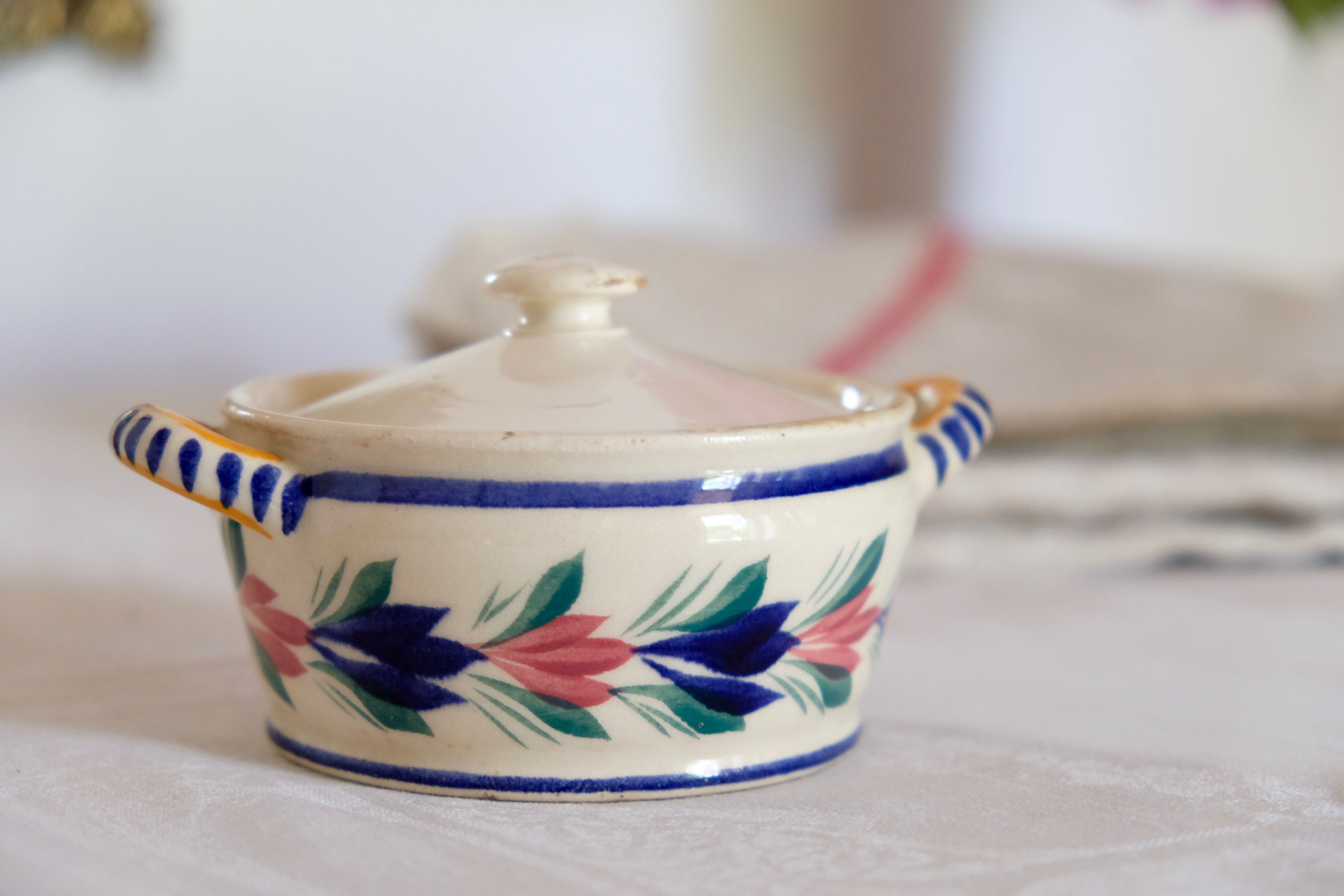 Pot à sucre sucrier faïence Quimper antique