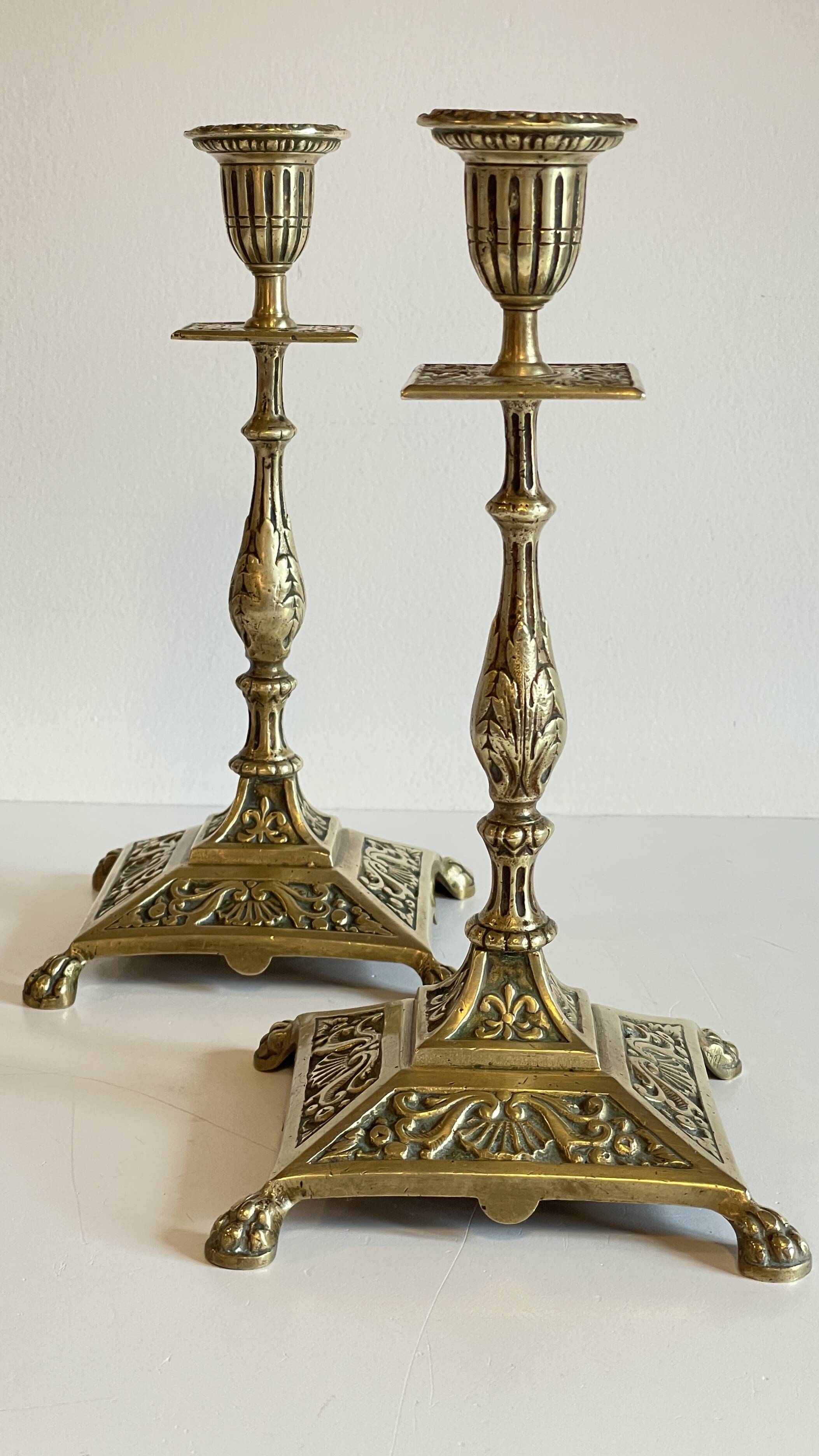 Antique Lion's Paw Candlesticks