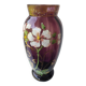 Vase en verre violet émaillé fleurs legras