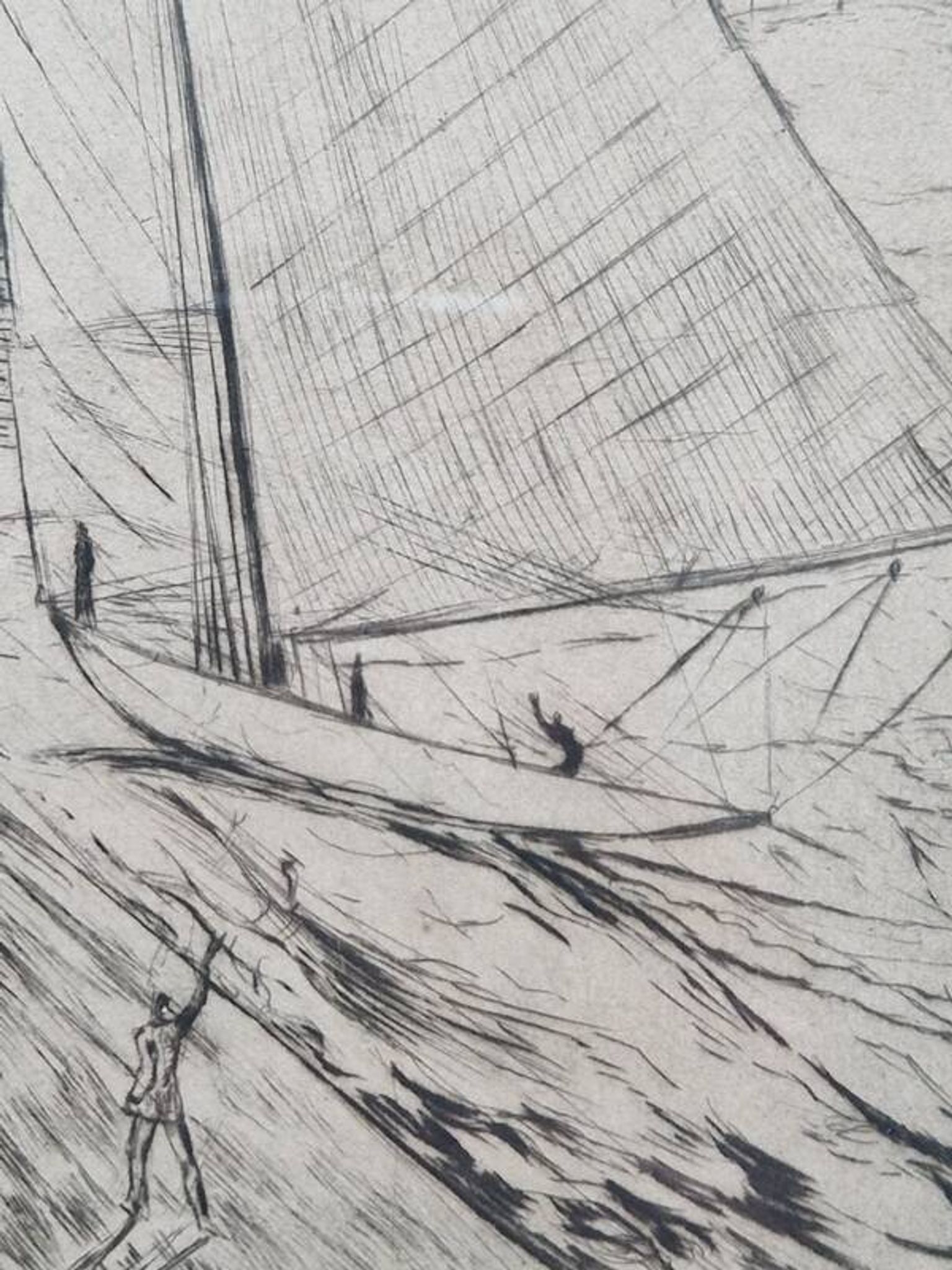 Herbert Lespinasse (1884-1972) - Engraving - The Departure of the Sailing Ship