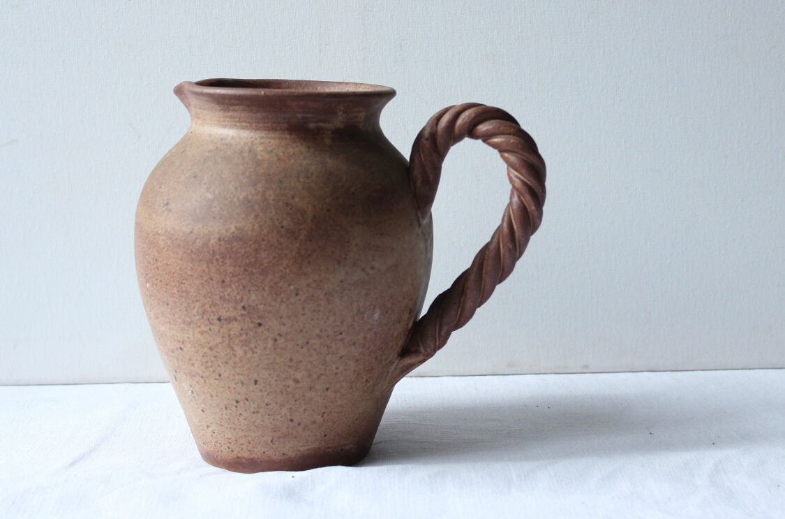 Pitcher, Vintage ceramic vase, stoneware, Braided Cove / Vallauris/ Made in France