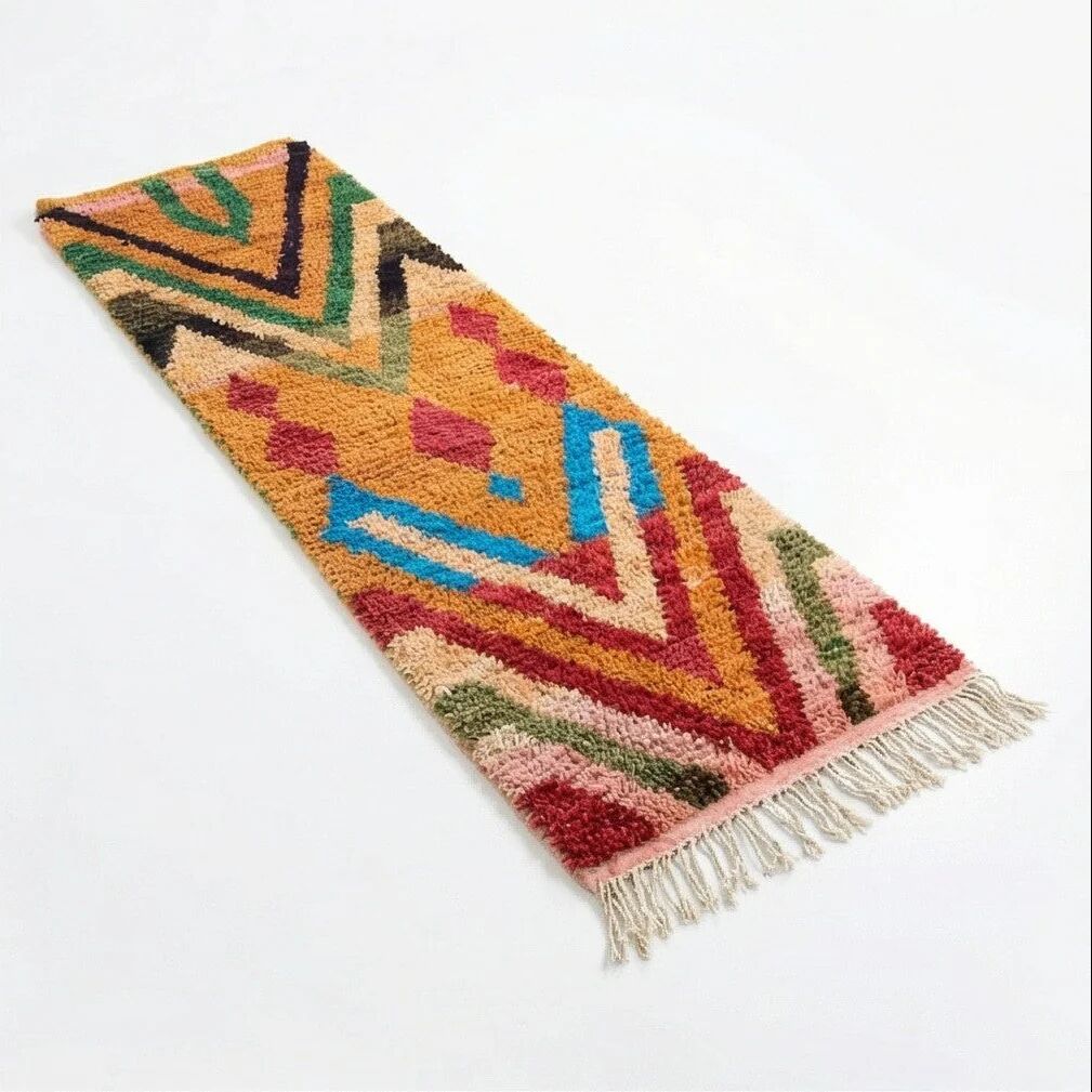 Bright red Berber hallway rug Boujad 75 x 280 cm