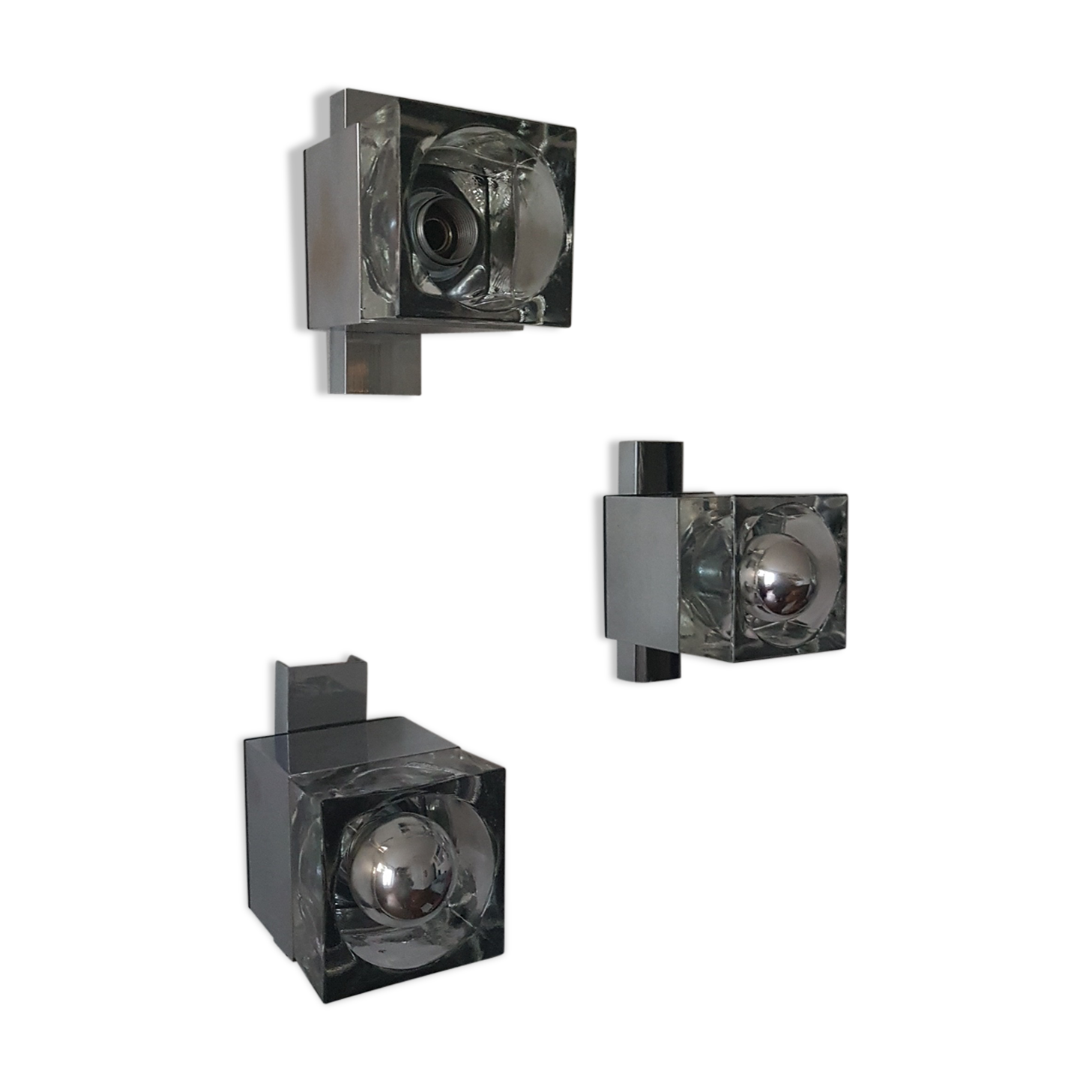Set of 3 sconces 1970 Sciolari