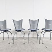 Chaises de salle à manger en métal post-modernes, années 1990
