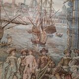 Old wall tapestry "Harbour Scene" The Woven Arts of France