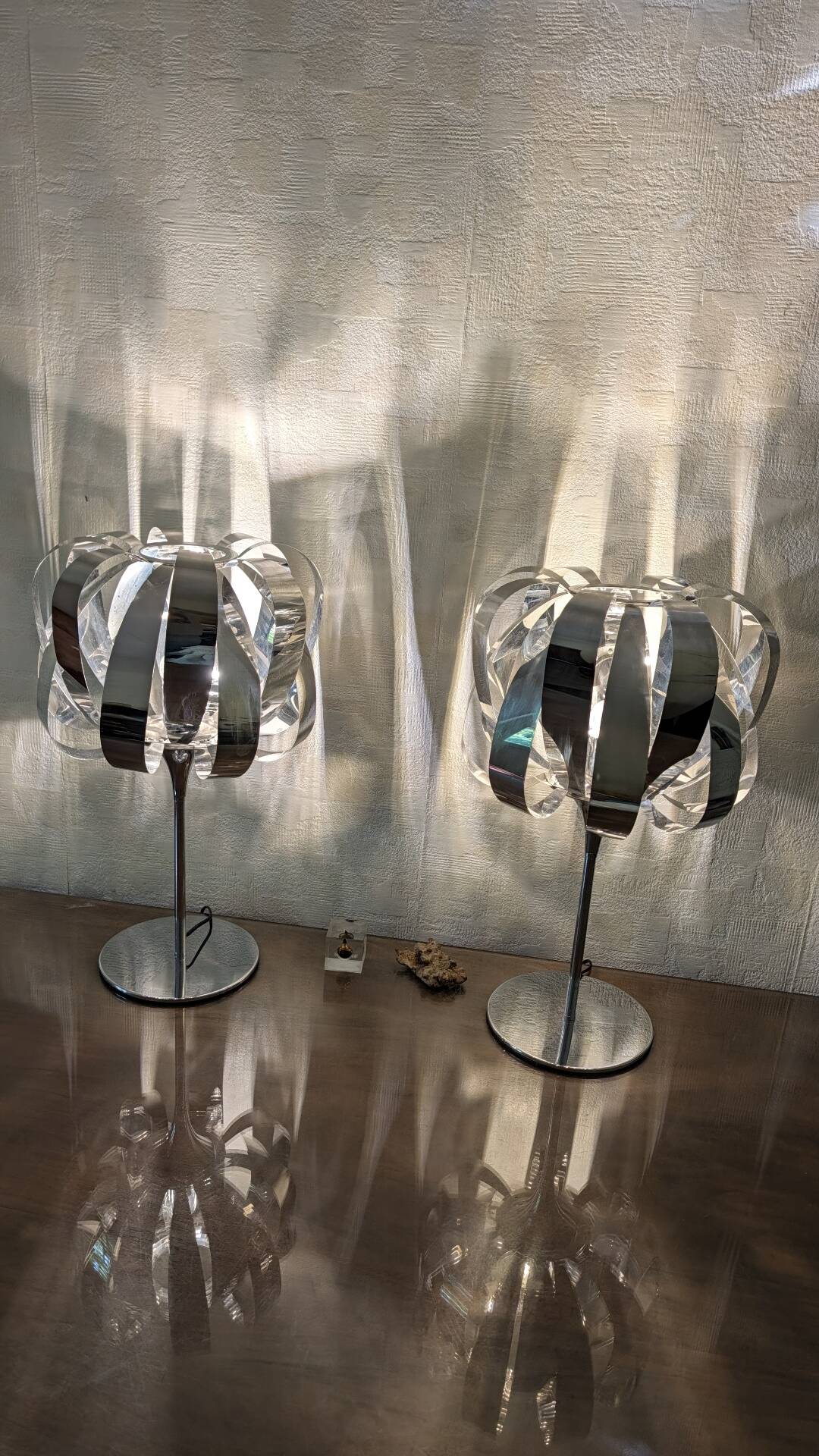 Paire de lampes eres chrome – seylumière– design space age