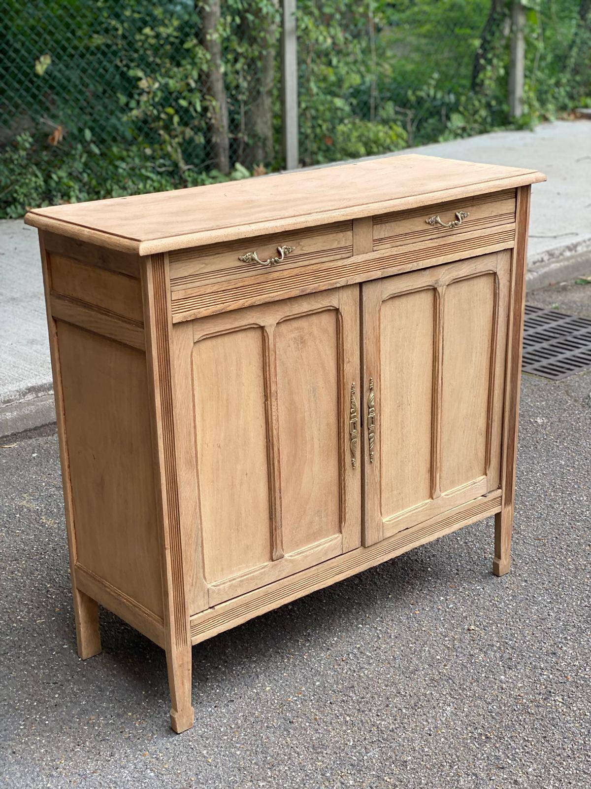 Vintage Parisian Art Deco sideboard renovated in wood 1945