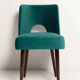 Chaise « shell » en velours crème et bois, Pologne, 1960s