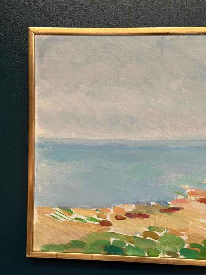 Original Swedish Oil On Panel – “Coast” By Eric Elfvén (1921–2008)