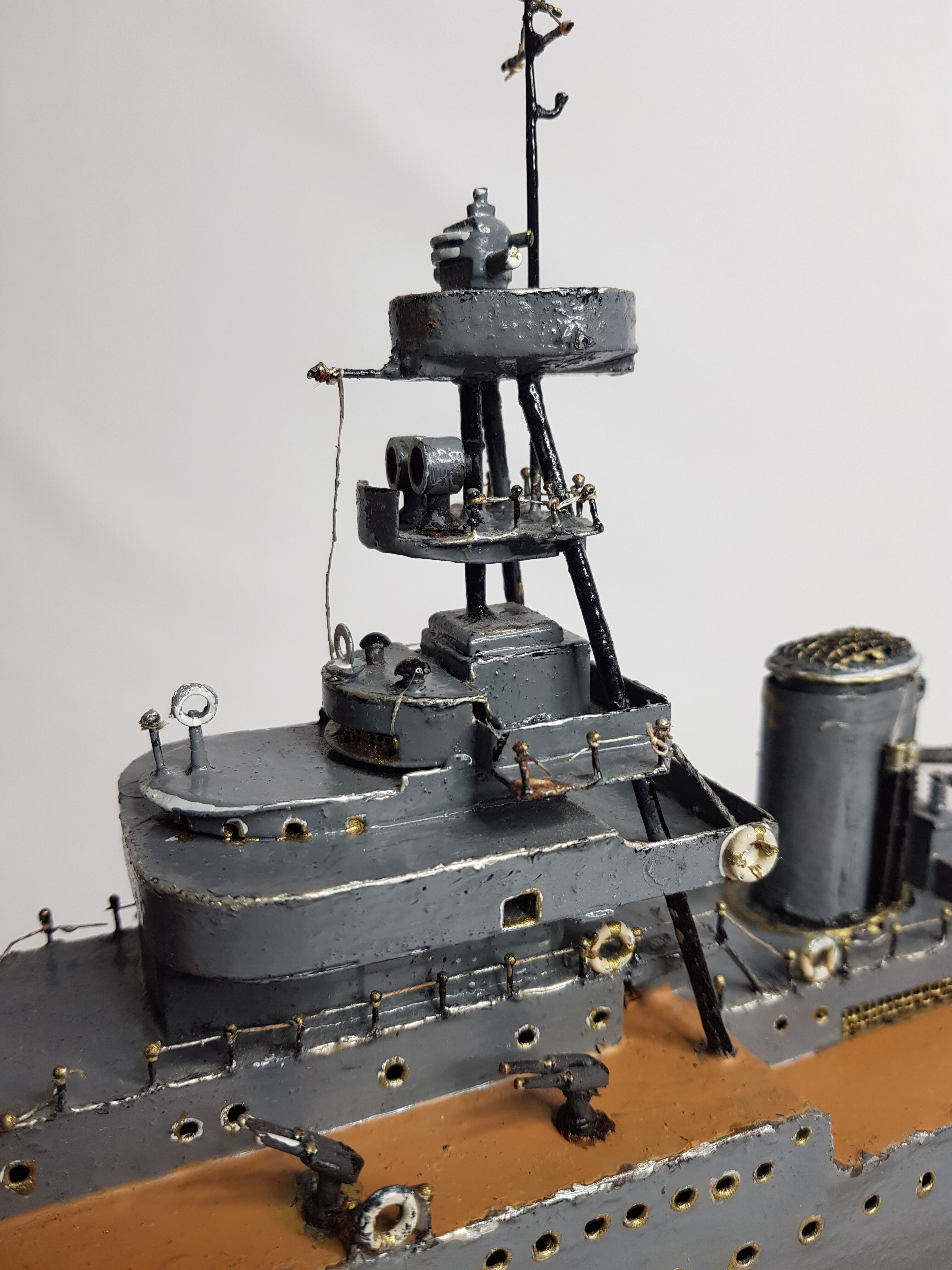 Warship model, metal cruiser "Emile Bertin" painted 90 cm with base