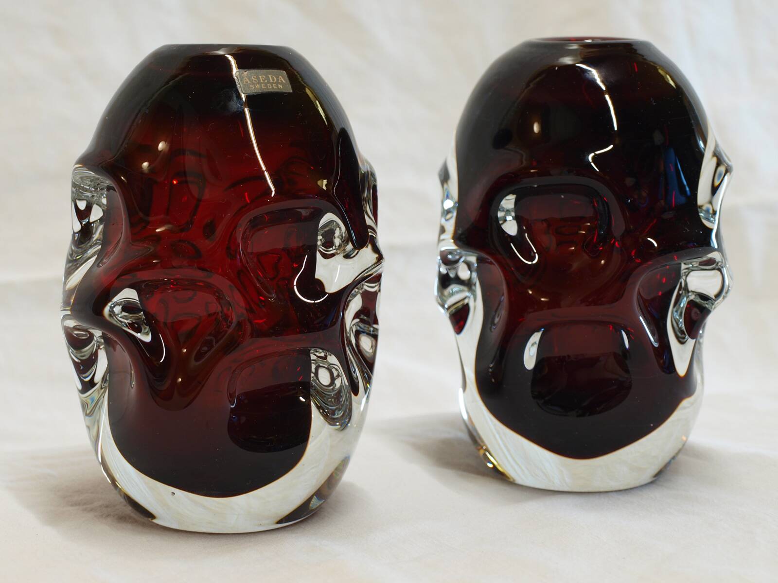 Pair of glass vases by Aseda, Sweden