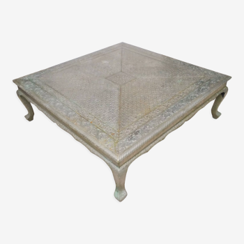 Table basse Inde en metal repoussé