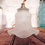 Lampe baladeuse globe tulipe en verre poli avec fil doré de 2,10 m