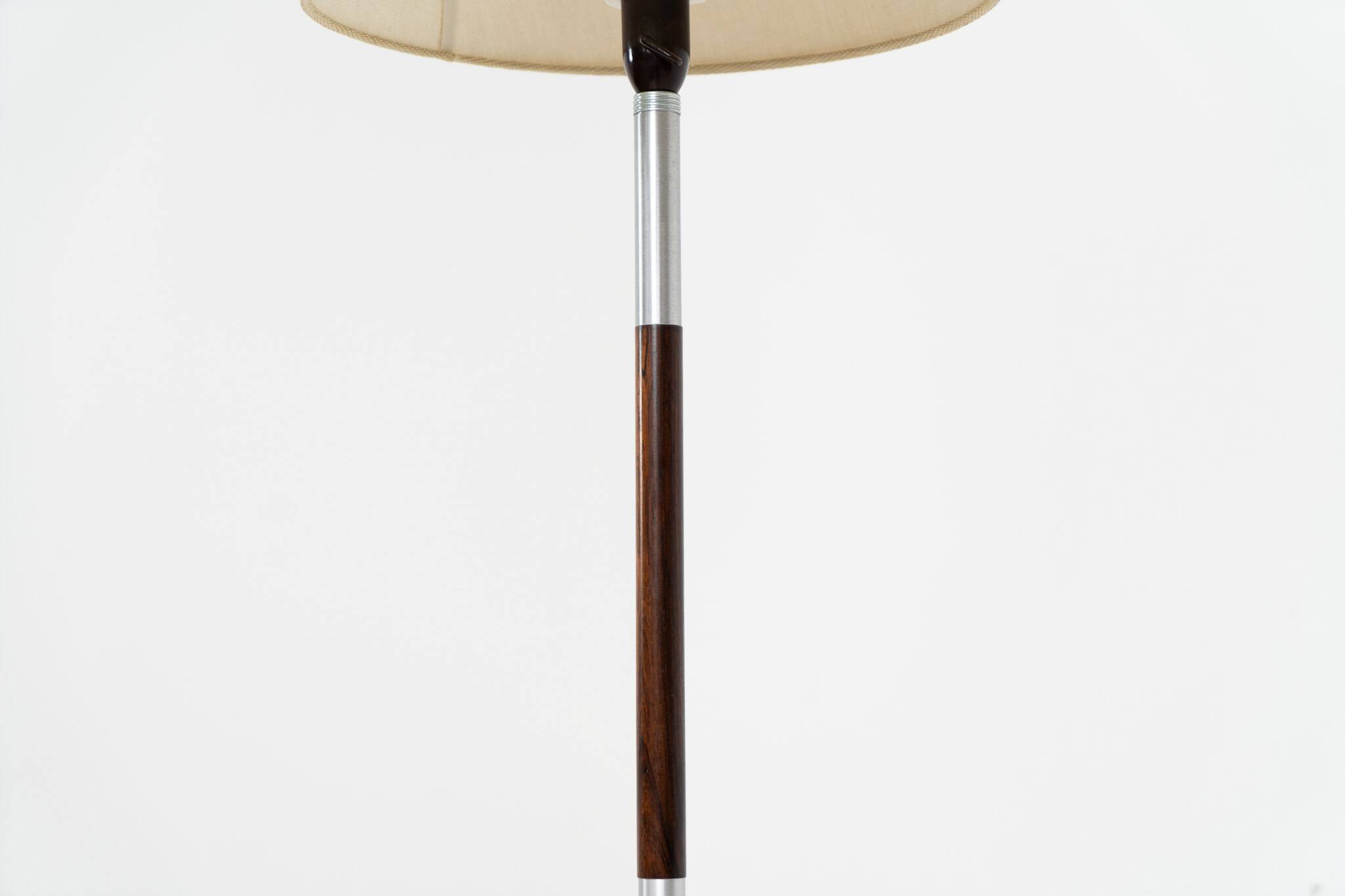 Rosewood & aluminium floor lamp