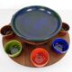 Rotating Teak Tray with Ceramic Bowls, Denmark, 1960s, Set of 10