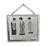 Old Art Deco illustration 1930 "Vests for ladies" inserted under mirror. Cabinet of curiosity.