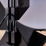 Postmodern Rhombus Shaped Table Lamp with Abstract Blue Stripes on Frosted Murano Glass