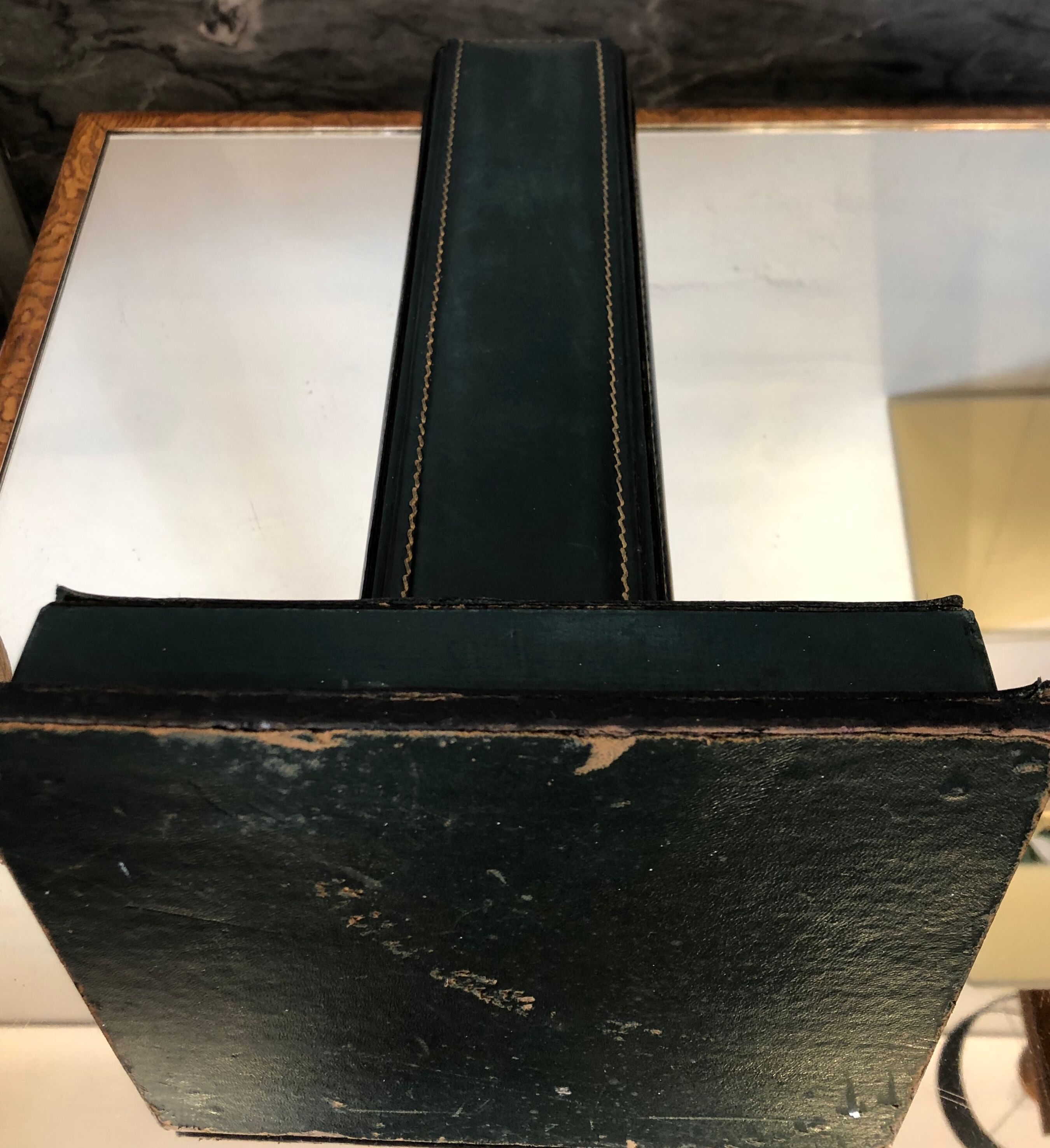 Green leather lamp base circa 1960