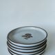 lot de 6 assiettes plates en grès émaillé fleurs 1970