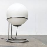 Vintage globe floor lamp in glass and chrome from the space age.