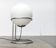 Lampe boule sur pied en verre et chrome Space Age