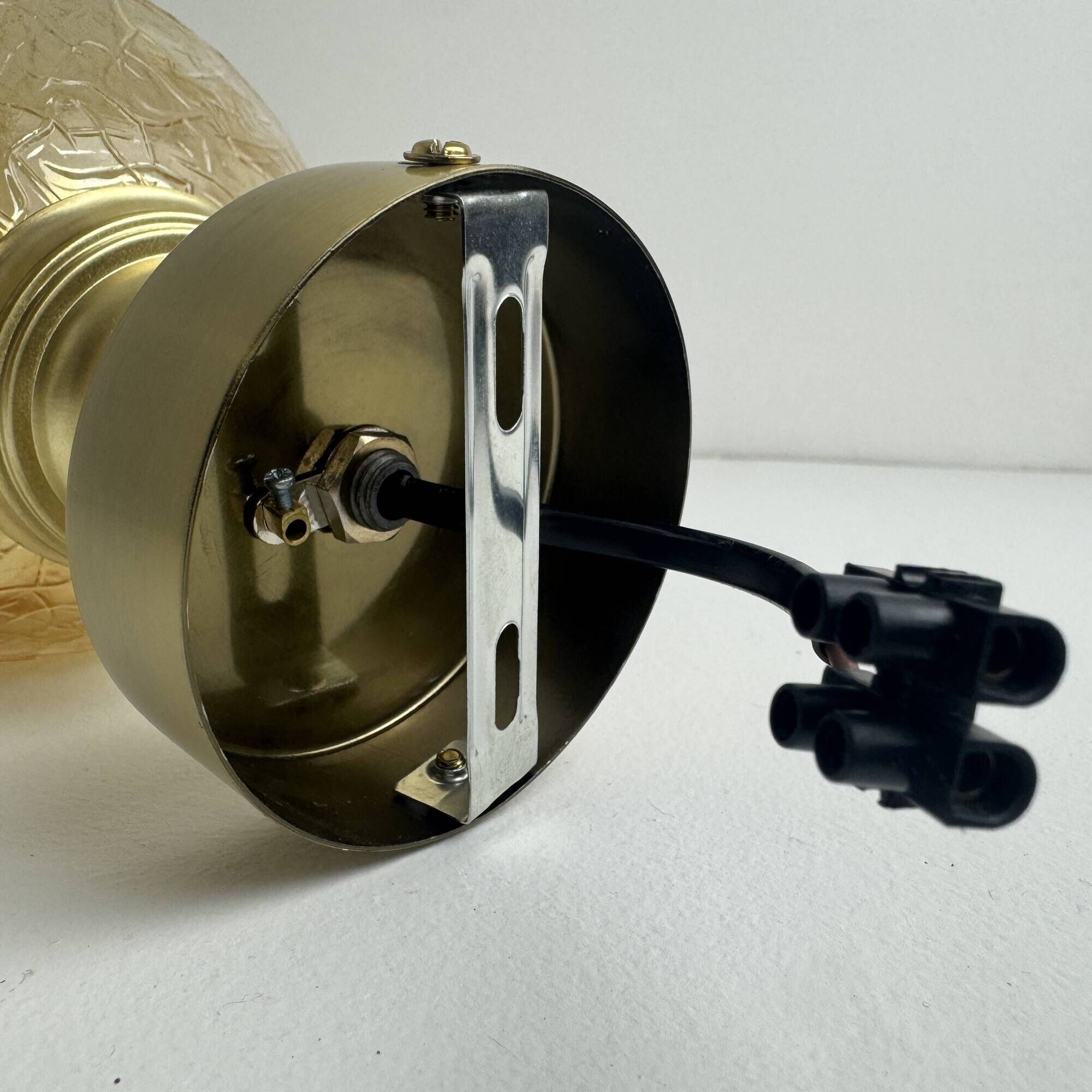 PAIR OF VINTAGE AMBER GLASS WALL LIGHTS
